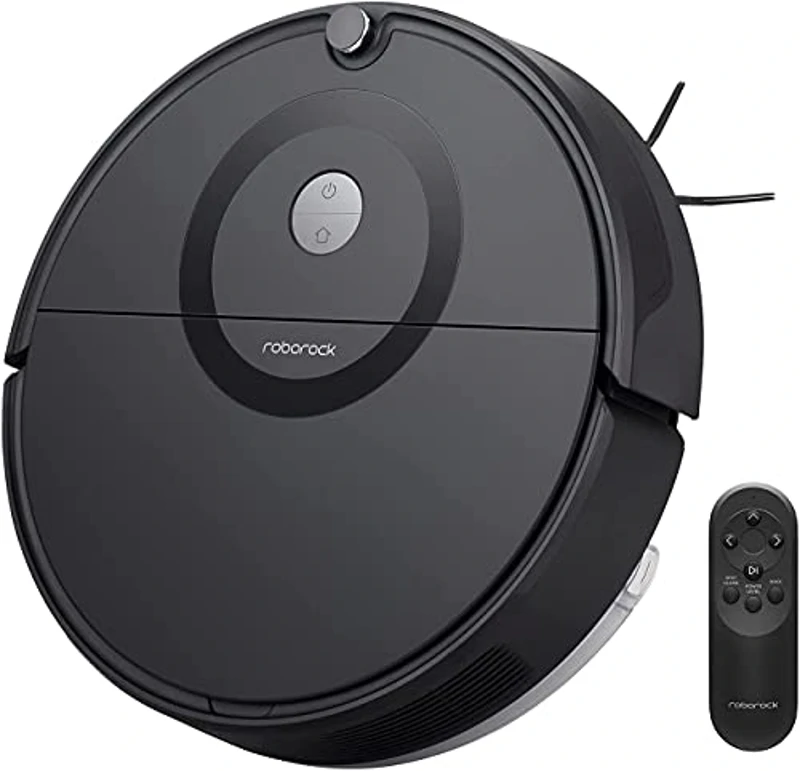 Roborock E5 Robot Aspirador y Mopa para Todos los Suelos con Control Remoto y App/Voz (2500Pa, 200min de duración, 640ml polvo/180ml tanque de agua, auto. Sistema de ruta giroscópico) Negro