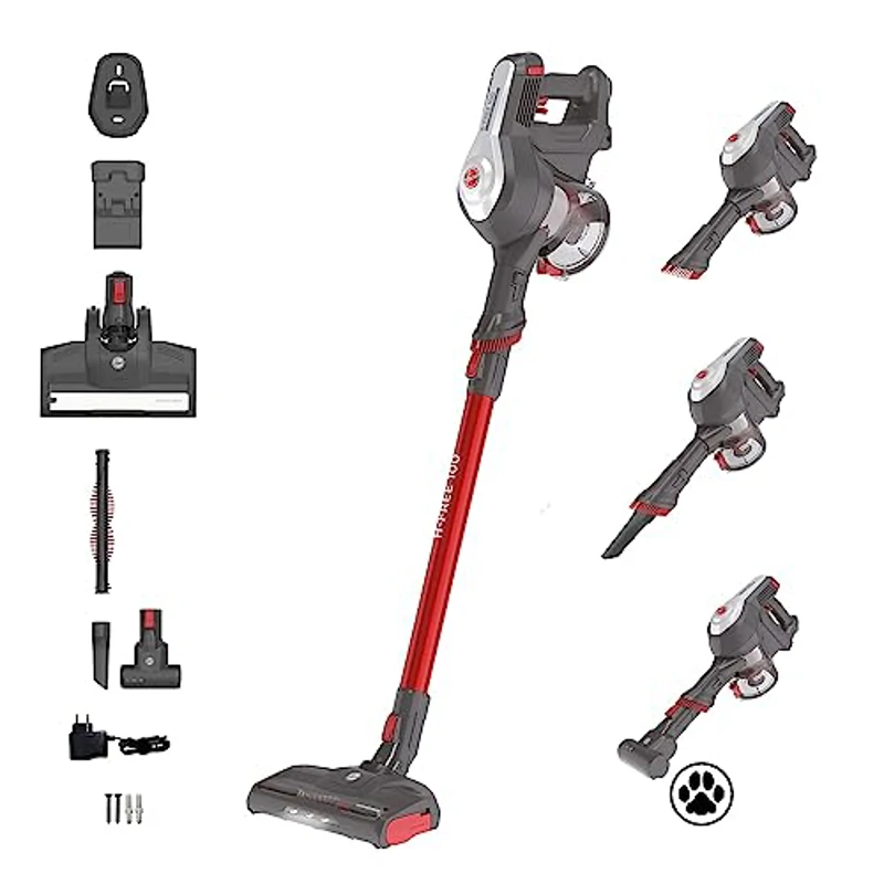 Hoover H-FREE 100 ESPECIAL MASCOTAS HF122GPT Aspiradora Escoba sin Cable, sin Bolsa, 3 en 1: Escoba, de Mano y Vertical, Cepillo Mascotas y Tapicerías, Autonomía 40min, Posición Parking, 6500Pa
