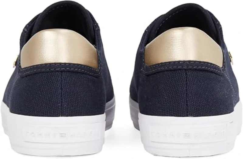 Tommy Hilfiger Sneaker con Suela Vulcanizada Mujer Canvas Lace Up Elegante, Azul (Space Blue), 40 - Imagen 2