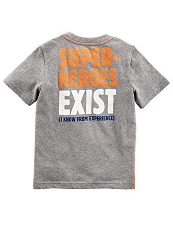 Simple Joys by Carter's 3-Pack Short-Sleeve tee Shirts Camiseta, Azul Marino Estampado con Texto/Azul Rayas/Gris Dinosaurio, 3 años (Pack de 3) para Bebés - Imagen 2