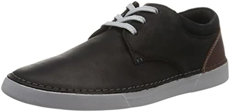 Clarks Gereld Lace, Zapatillas, para Hombre, Negro (Black Leather), 41.5 EU