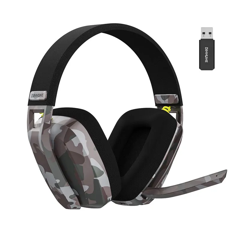 BINNUNE BW06 Auriculares inalámbricos para juegos de 2,4 GHz con micrófono para PS5 PS4 PC Mac Playstation Auriculares para juegos Bluetooth con micrófono