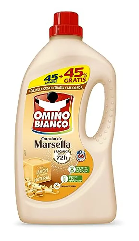 Omino Bianco Detergente Líquido Marsella 45 Dosis + 45% Gratis, 2640ml - Imagen 1