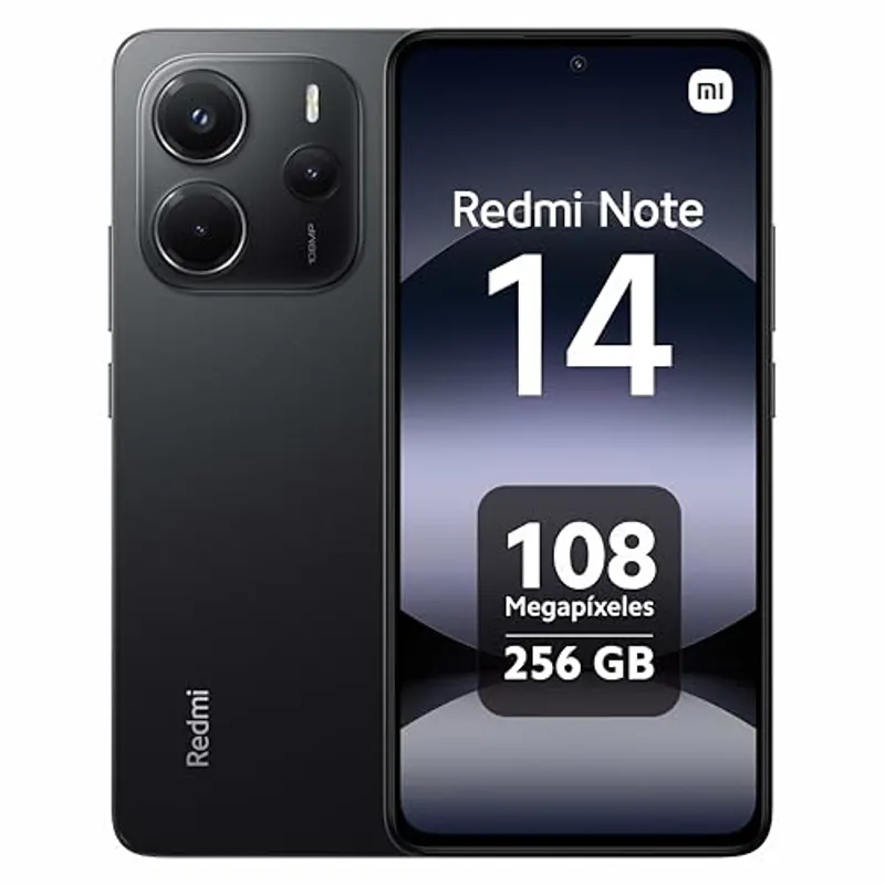 Xiaomi Redmi Note 14 - Smartphone de 8+256GB, Pantalla de 6.67" AMOLED FHD+ 120Hz, MediaTek Helio G99-Ultra, cámara de 108MP, TurboCharge 33W, 5500 mAh, Cargador no Incluido, Negro (Versión ES)