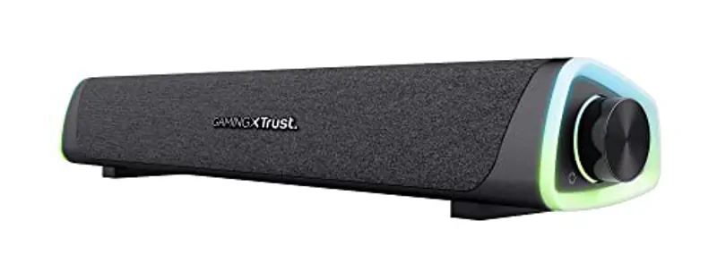 Trust Gaming 24482 GXT 620 Axon Barra de Sonido con Iluminación RGB 12W, Alimentación USB, Altavoz PC para Ordenador, Portátil, Móvil, Tablet, TV, Negro, 3.5mm Jack