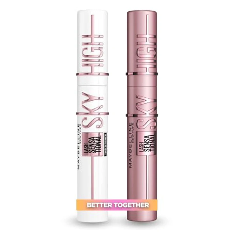 Maybelline New York, Kit de Rutina de Pestañas Sky High, Incluye: Primer de pestañas Sky High con Ceramidas y Provitamina B5, Color Negro + Máscara de pestañas Sky High, Longitud sin límites+Volumen
