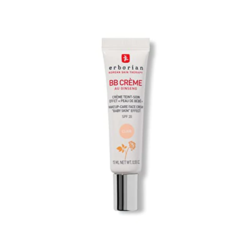 Erborian - BB Crema de Ginseng - Crema Perfeccionadora 5-en-1 - Cuidado con efecto "piel de bebé" 5-en-1 Cuidado facial con SPF 20 - Cosmético Coreano - Claro 15 ml