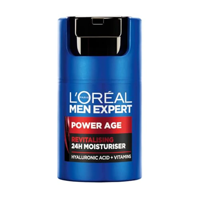 L'Oréal Crema hidratante para hombre, Antiarrugas y antienvejecimiento, Con ácido hialurónico hidratante para el envejecimiento, Para pieles secas y apagadas, Men Expert Power Age, 50ml