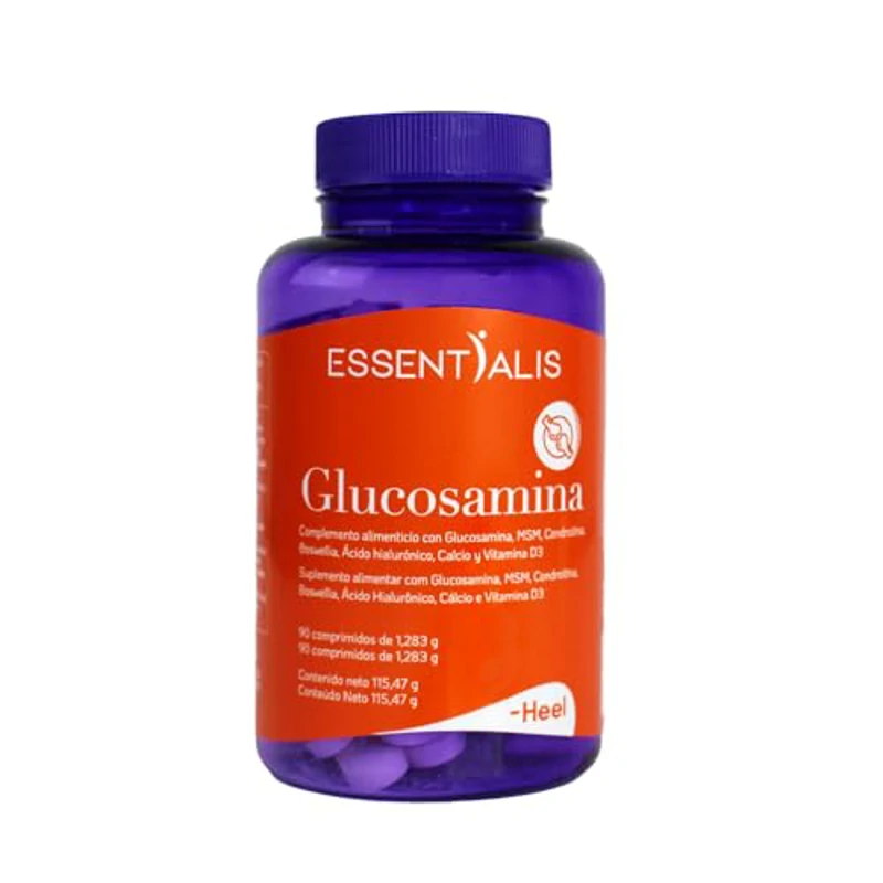 Essentialis Glucosamina-Reforzado con MSM, condroitina, calcio, boswellia, ácido hialurónico y vitamina D3-Protección de cartílago, articulaciones y huesos-Mejora movilidad-90 comprimidos-Para 3 meses