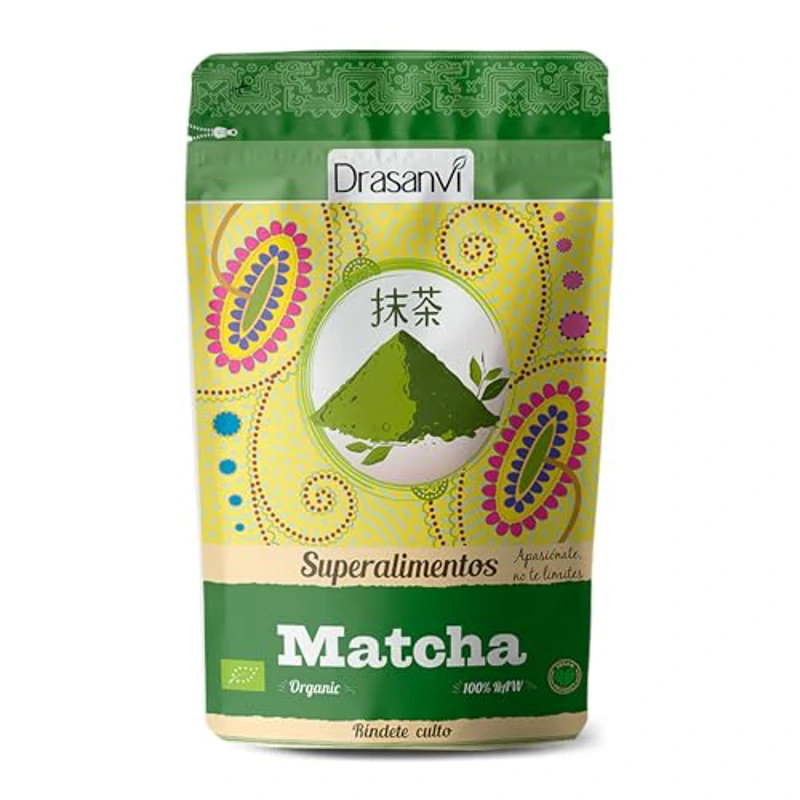 DRASANVI Te Matcha Ceremonial en Polvo BIO | Alto en Antioxidantes | Relajación y Concentración por su contenido en L-Teanina | Refuerza el Sistema Inmunitario | Superalimento Ecológico | 70 gr